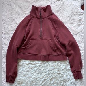 Lululemon Scuba Oversized Funnel Neck Half Zip, Smoky Red, XS/S